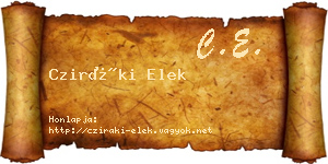 Cziráki Elek névjegykártya